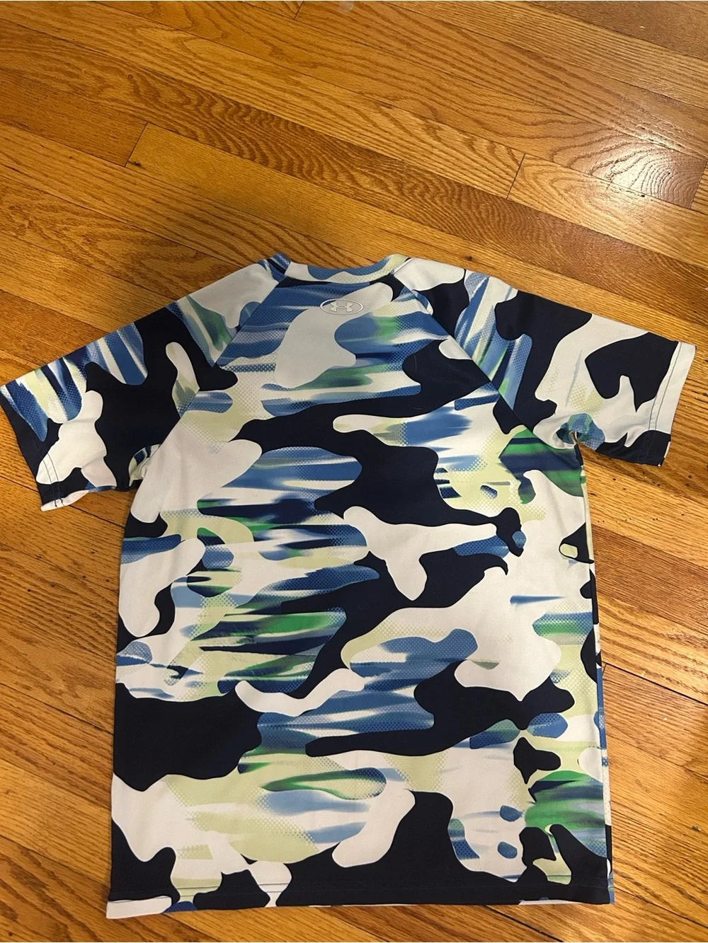Under Armour White Logo Blue & Green Camo DryFit Tee